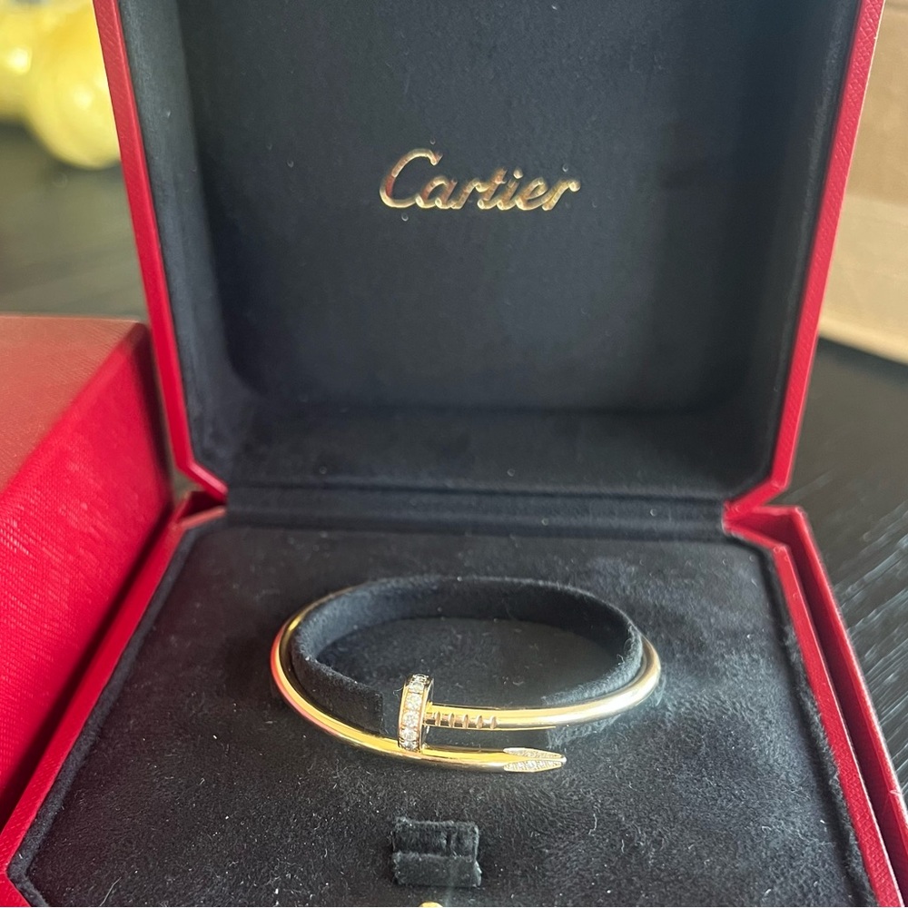 Cartier Juste Un Clou pink gold with diamonds bracelet - Picture 9 of 15